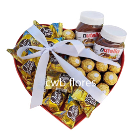 3606 Box coração com nutella e chocolate