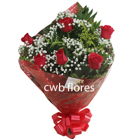 3694  Buquê meia duzia de rosas vermelhas 