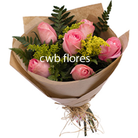 3716 Promoção ❣ Buquê de meia duzia de rosas cor de rosa ❣
