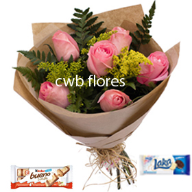 4071 Buquês de flores cor de rosas me apaixonei com chocolates 