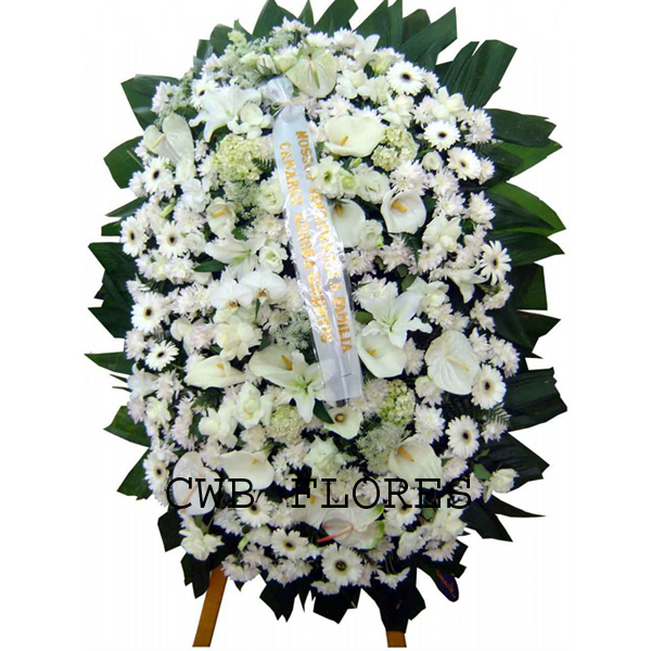 4188 Coroa fúnebre de rosas brancas grande 