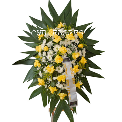 4203 Coroa de flores com rosas amarelas para entrega em curitba 
