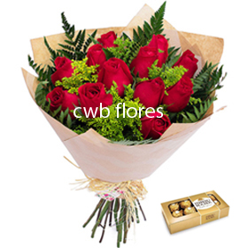 4439 Buquê de Flores vermelhas com chocolates 