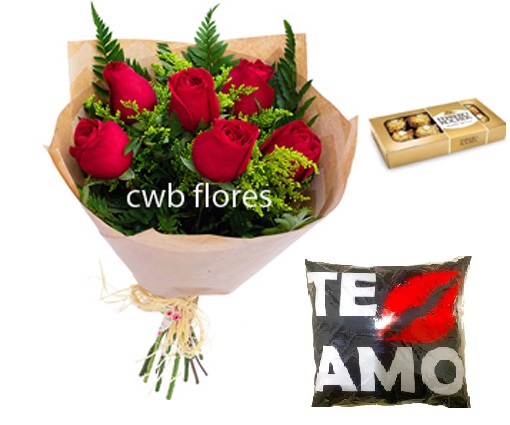 5931 Buquê de flores com Pelúcia e chocolates 